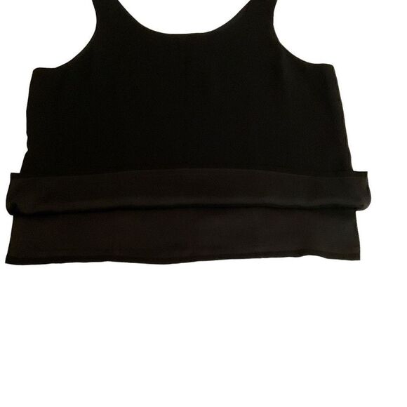 Ann May Blouse Tank Top Scoop Neck Bra Strap Holders Black Side Slits Large - Picture 7 of 9